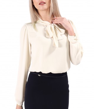 Blouse with long sleeves and scarf collar