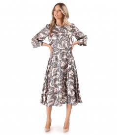 Viscose Satin Midi Dress with Paisley Print