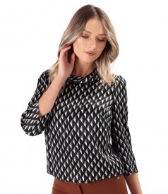 Bluza eleganta din satin de viscoza imprimata cu motive geometrice