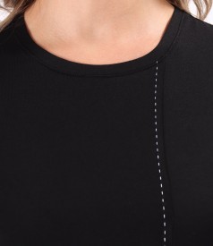 Elegant Jersey Blouse with Decorative Stitching on the Front