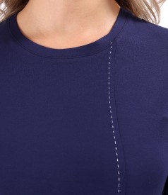 Elegant Jersey Blouse with Decorative Stitching on the Front