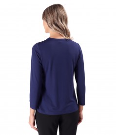 Elegant Jersey Blouse with Decorative Stitching on the Front