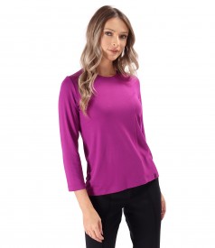 Elegant Jersey Blouse with Decorative Stitching on the Front