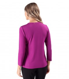 Elegant Jersey Blouse with Decorative Stitching on the Front