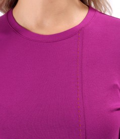 Elegant Jersey Blouse with Decorative Stitching on the Front