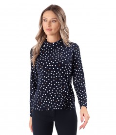 Elastic jersey blouse printed with polka dots