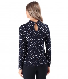 Elastic jersey blouse printed with polka dots