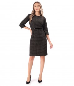 Rochie office din bucle cu garnituri din catifea neagra