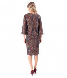 Elegant dress made of thick elastic jersey printed with paisley motifs