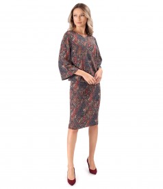 Rochie eleganta din jerse elastic gros imprimat cu motive paisley