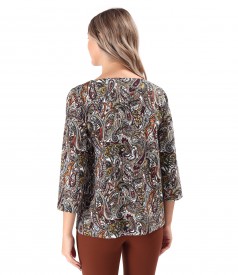 Thick Jersey Blouse with Geometric Print