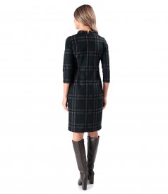 Checkered elastic jersey office dress