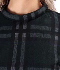 Checkered elastic jersey office dress