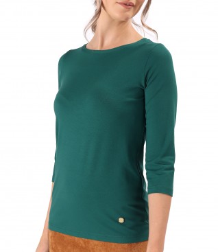 Elastic jersey blouse with 3/4 sleeves