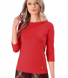 Elastic jersey blouse with 3/4 sleeves