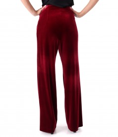 Wide pants made of elastic velvet