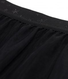 Long black tulle skirt with removable petticoat