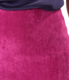 Office tapered skirt made of fabric with a velvety look