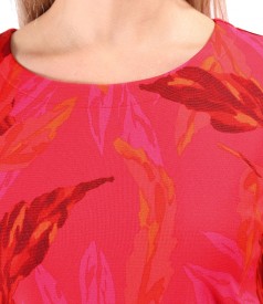 Blouse made of thick elastic jersey printed with floral motifs