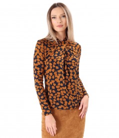 Elegant blouse made of elastic jersey with folds at the neckline