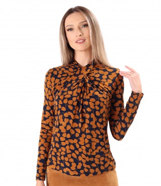 Elegant blouse made of elastic jersey with folds at the neckline