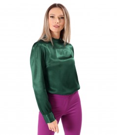 Bluza eleganta cu maneci lungi din satin de viscoza