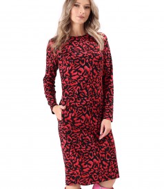 Rochie eleganta din jerse elastic gros cu animal print