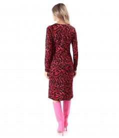 Elegant dress made of thick elastic jersey with animal print