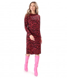 Elegant dress made of thick elastic jersey with animal print