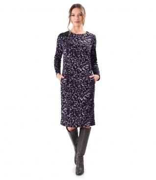 Elegant dress made of thick elastic jersey with animal print