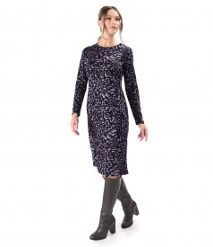 Elegant dress made of thick elastic jersey with animal print