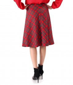 Flared skirt made of checkered viscose fabric