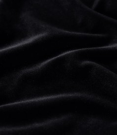 Black elastic velvet evening dress with bare shoulders