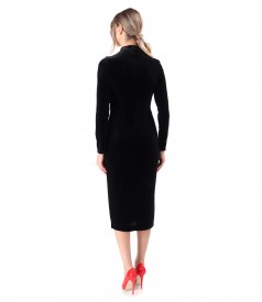 Midi dress made of black elastic velvet