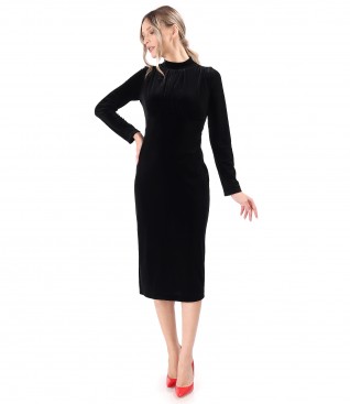 Midi dress made of black elastic velvet