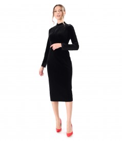 Midi dress made of black elastic velvet