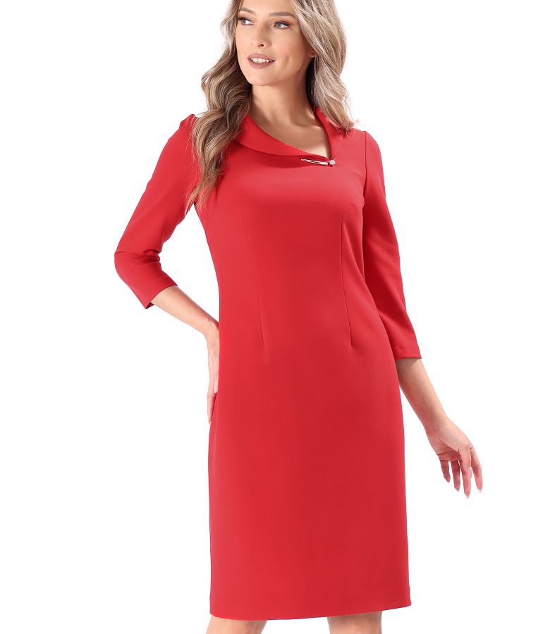 Office dress with asymmetric collar