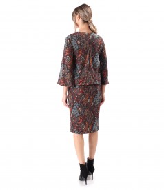 Elegant dress made of thick elastic jersey printed with paisley motifs