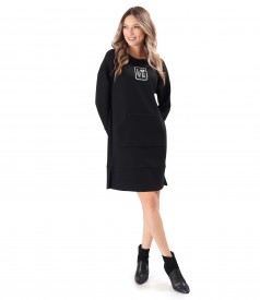 Sweatshirt-type dress made of scuba with viscose with front pocket