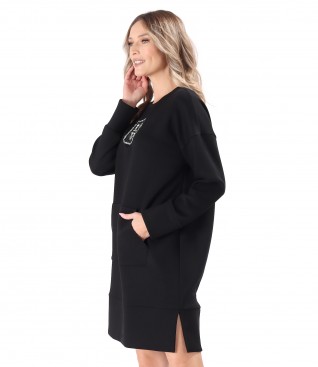 Sweatshirt-type dress made of scuba with viscose with front pocket