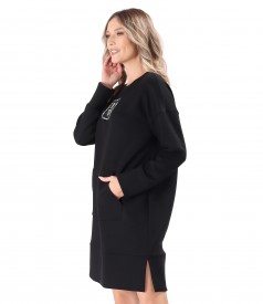 Sweatshirt-type dress made of scuba with viscose with front pocket