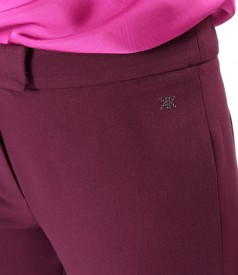 Elegant ankle pants made of elastic fabric with viscose