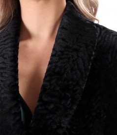 Short jacket made of eco-friendly fur with astrakhan structure