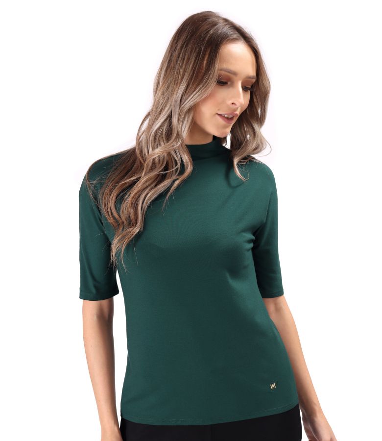 Elastic jersey blouse with neckline on the neck