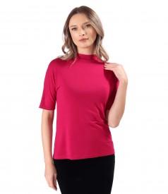 Elastic jersey blouse with decolletage on the neck