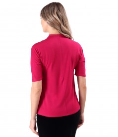 Elastic jersey blouse with decolletage on the neck