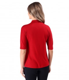 Elastic jersey blouse with decolletage on the neck