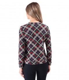 Blouse made of thick elastic jersey with front zipper