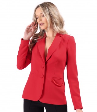 Office jacket made of elastic fabric with decorative pearls