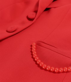 Office jacket made of elastic fabric with decorative pearls